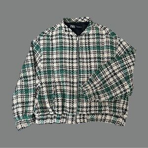 Zara Tweed Bomber Jacket